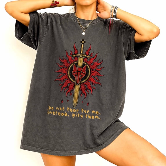 CLOTEX Red Rising Wolf Comfort Colors Shirt, Omnis Vir Lupus Graphic Tee, Pepper 4XL