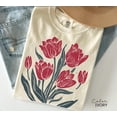 CLOTEX Retro Linocut Tee, Comfort Colors Flower Shirt, Spring Summer ...