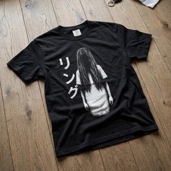 CLOTEX Ringu (1998) Inspired Sadako T-Shirt | Horror Ring Tee, Pepper XL