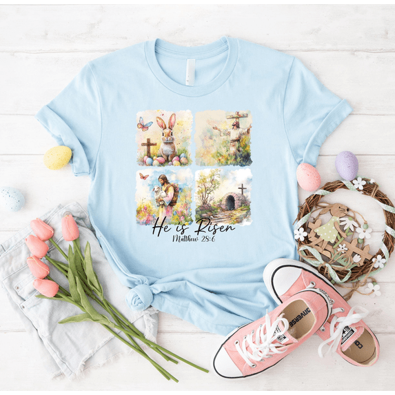 CLOTEX He is Risen Shirt, Retro Christian Easter Tee, Easter Church Gift Shirt, Religious Easter Gift, Jesus Risen Shirt, Bible Verse Shirt, Orchid XL
