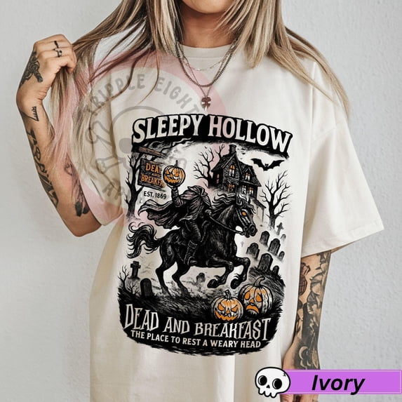 CLOTEX Sleepy Hollow Tshirt, Halloween Shirt, Vintage Halloween Tee, Halloween Sleepy Hollow, Halloween Pumpkin Skeleton Tshirt, Vintage Halloween, Black S