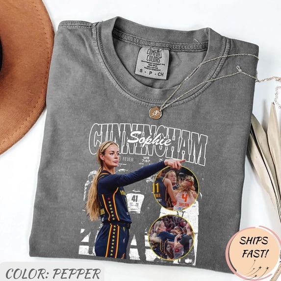 CLOTEX Sophie Cunningham Pointing Basketball Shirt, Vintage Sports Collage Tee, Women Hoops Graphic T-Shirt, Fan Gift, Black S
