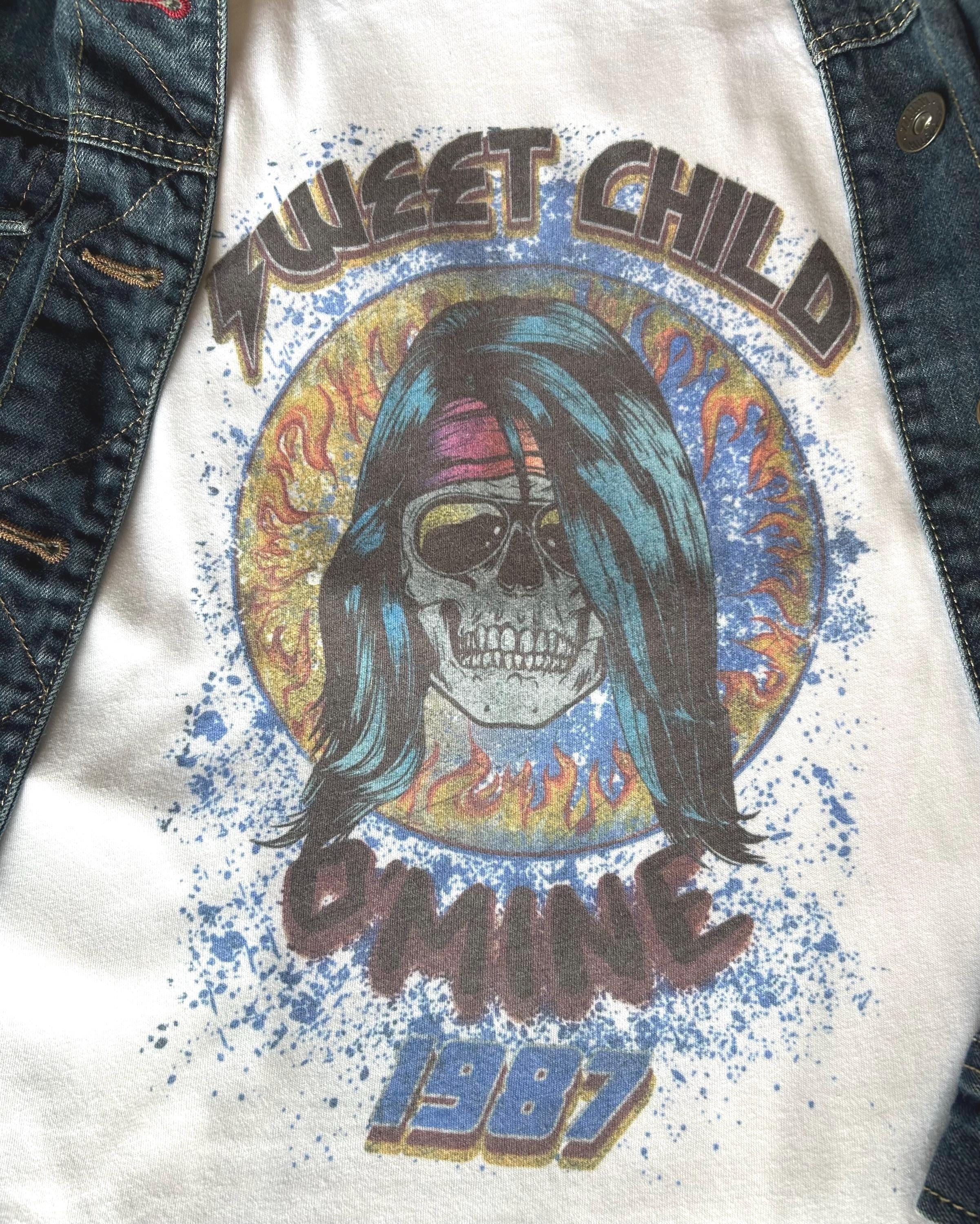 CLOTEX Sweet child t-shirt/rock band/Unisex tee/ vintage feel/White ...