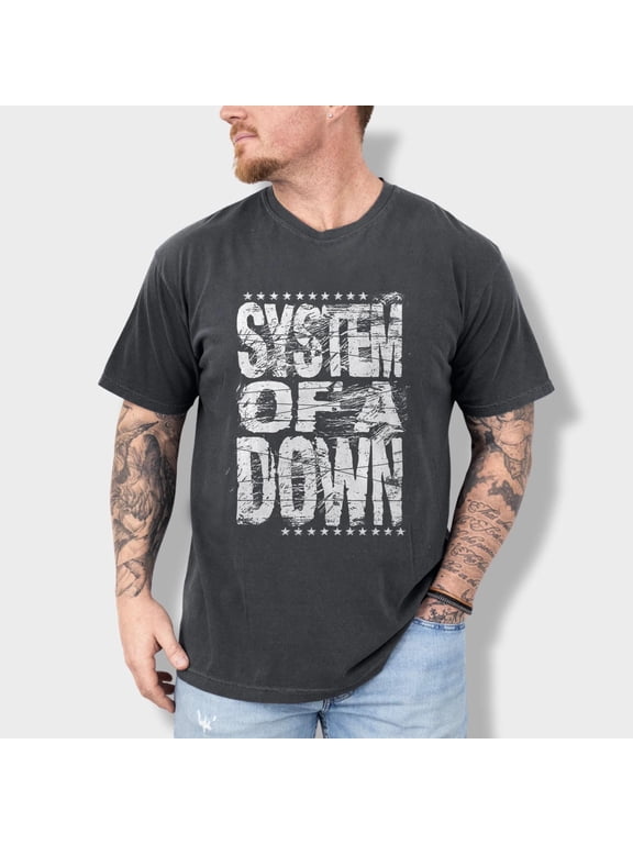 System Of A Down Distressed T-Shirt Vintage Style SOAD Band Tee Unisex Graphic Rock Shirt Gift for Fans, Black L