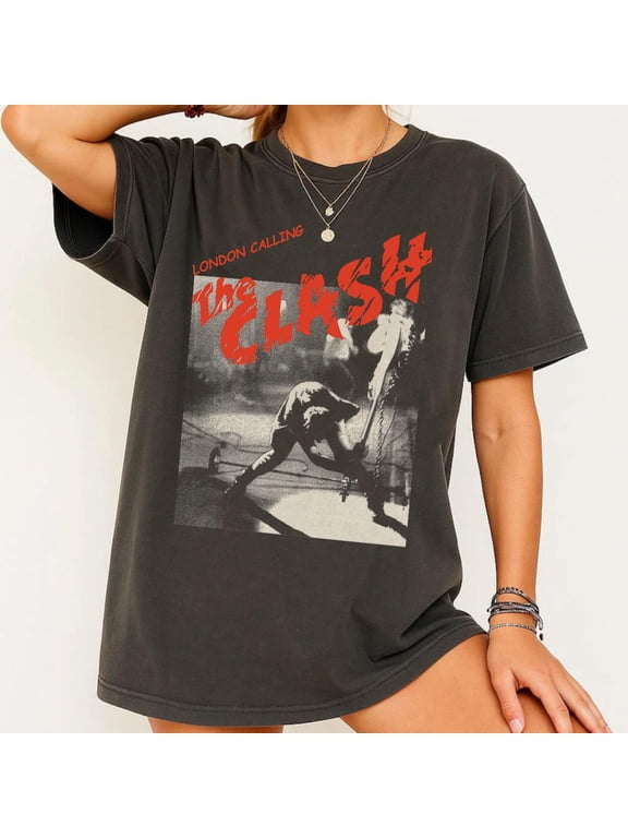 The Clash London Calling Comfort Colors Unisex T-Shirt, Vintage Punk Rock Band Shirt, Retro 70s Music Graphic Tee, Bay XL