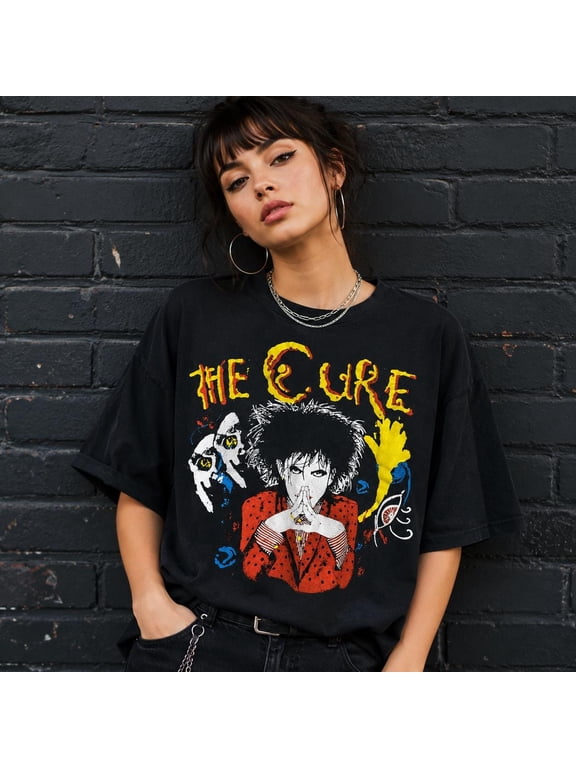 The Cure Vintage Band T-Shirt, Gothic Rock Graphic Tee, 80s Post Punk Music Fan Unisex Shirt, Chambray 2XL