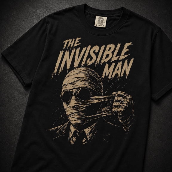 CLOTEX The Invisible Man Shirt, Vintage Horror Graphic Tee, Classic Monster Movie T-Shirt, Retro Black Comfort Colors Tee, Halloween Gift, Graphite M
