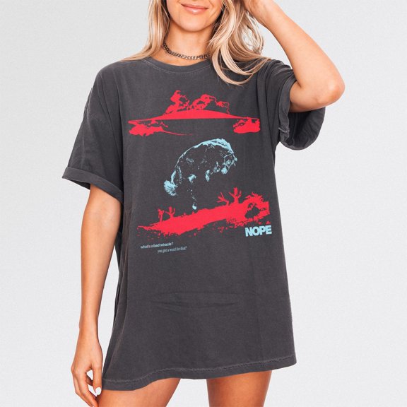 CLOTEX UFO Halftone Graphic Tee: Say Nope to Other Horror Movie Alien Apparel, White S