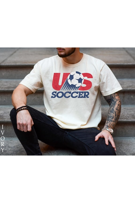 USA Soccer Retro Shirt, USA Soccer World Vintage Comfort Colors Shirt, United States Football Tee, Soccer Fan Gift, US Soccer Gift, Ivory M