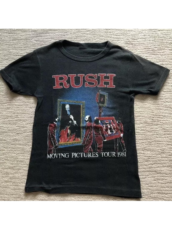 Vintage 80s RUSH Tour Live Concert T Shirt Tee ROCK BAND, Seafoam 2XL