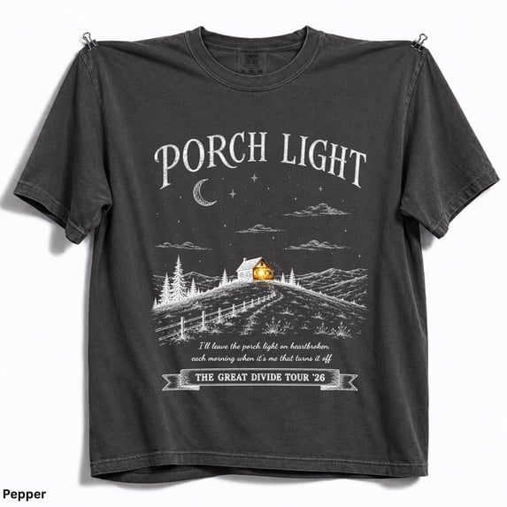 CLOTEX Vintage American Country Aesthetic, Porch Light Song Shirt, NK Fan Tee, Divide Tour 2026 Graphic T-Shirt, folk music tee Comfort Colors, Black S