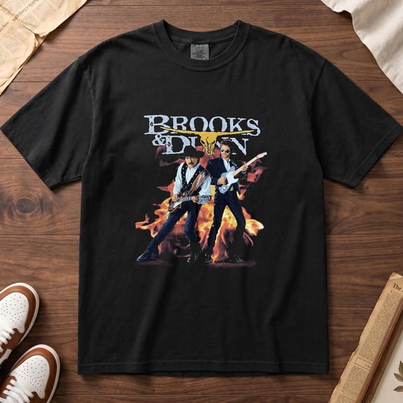 CLOTEX Vintage Brooks & Dunn T-Shirt, 90s Country Music Graphic Tee, Retro Band Concert Shirt, Pepper XL