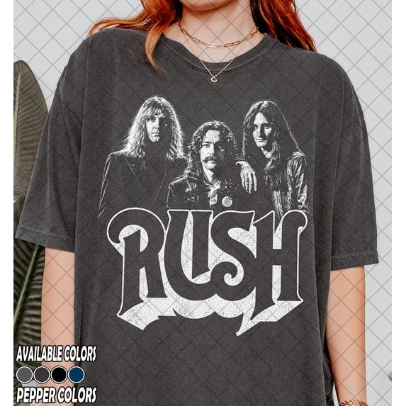 CLOTEX Vintage Comfort Colors Rush Band Shirt, Music Fan Tee, Gift For Women and Man Unisex T-Shirt, Grey 4XL