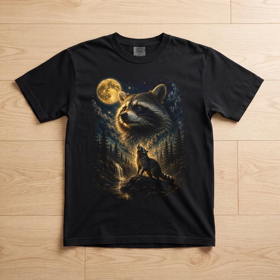 CLOTEX Wolf Moon T-Shirt, Mystical Winter Wildlife, Comfort Colors® Tee, Denim 3XL