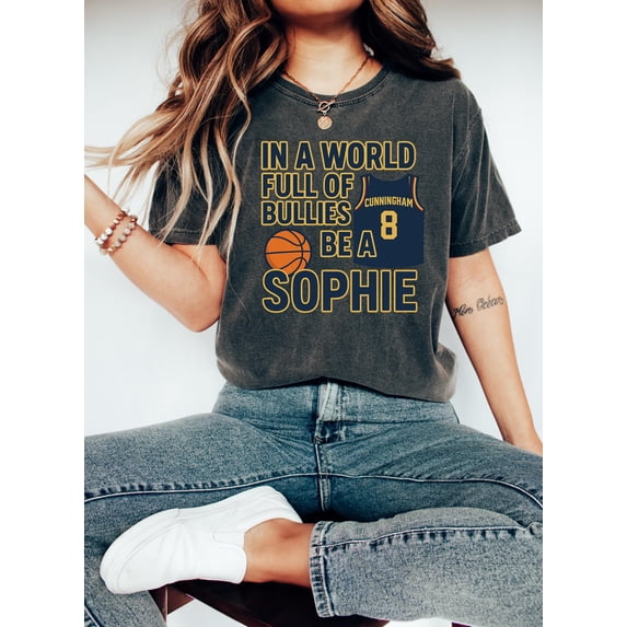 CLOTEX In a World Full of Bullies, Be Like Sophie Womens Basketball Fan Tee, Fever Team Inspired, Cunningham T-shirt, Funny Women's Sports Gift, White 2XL