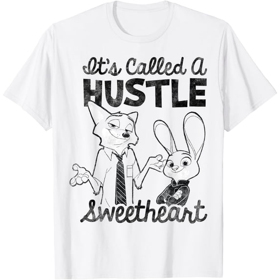 CLOTEX Zootopia Nick & Judy It's Called A Hustle Sweetheart T-Shirt for Fans, Sand S