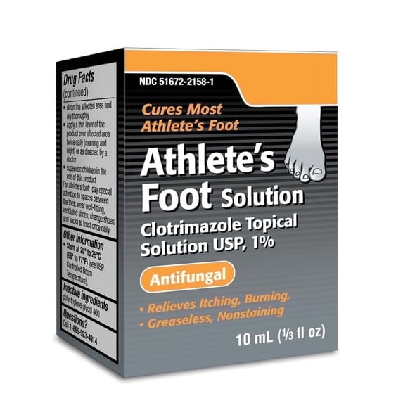 Taro Clotrimazole Athletes Foot Treatment Topical Solution 1%, 1/3 Fl Oz, Jock Itch and Ringworm Treatment, Helps Relieve Itching & Burning