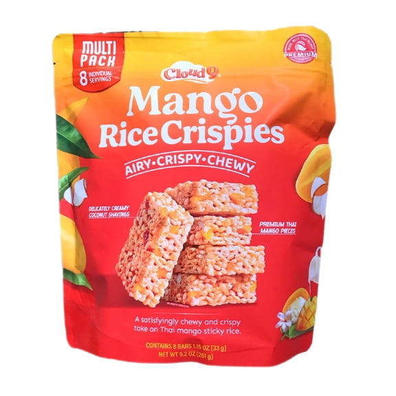 CLOUD 9 MANGO RICE CRISPIES WITH CREAMY COCONUT SHAVINGS MULTI PACK 8 INDIVIDUAL SERVINGS 9.2 OZ