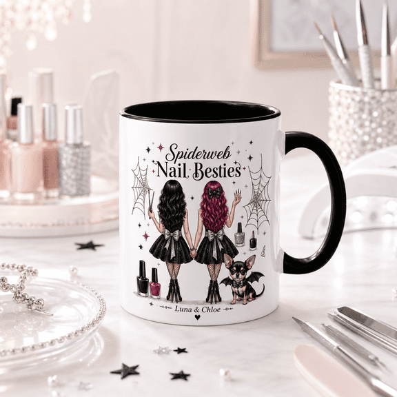 CLOUD MANOR Ceramic Mug Spiderweb Nail Besties Halloween
