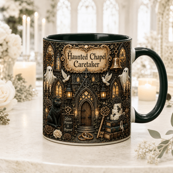 CLOUD MANOR Gothic Coffee Mug Haunted Chapel Caretaker