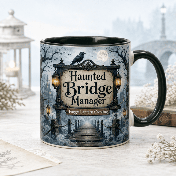 CLOUD MANOR Gothic Mug Haunted Bridge Halloween for Book Lovers