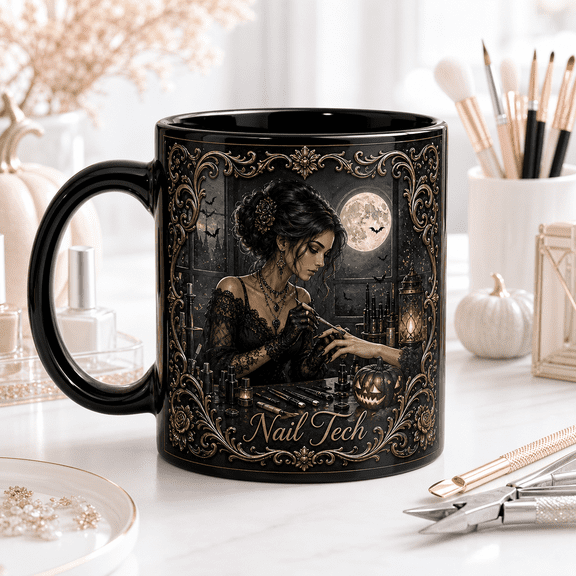 CLOUD MANOR Gothic Nail Tech Mug Halloween Beauty Gift