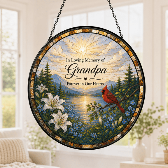 CLOUD MANOR Memorial Suncatcher Sunset Mountain for Grandpa