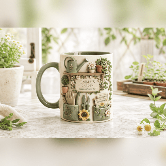 CLOUD MANOR Personalized Coffee Mug Garden Floral Theme