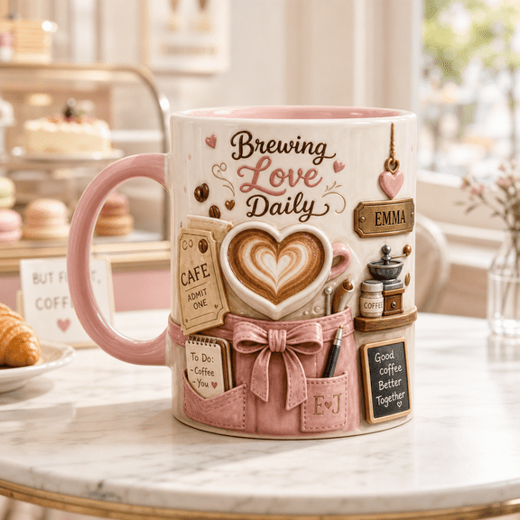 CLOUD MANOR Personalized Mug Brewing Love Daily Coffee Gift