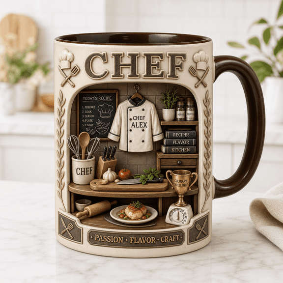 CLOUD MANOR Personalized Mug Chef Kitchen Coffee Break Gift