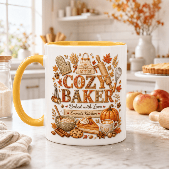 CLOUD MANOR Personalized Mug Cozy Fall Baker Design