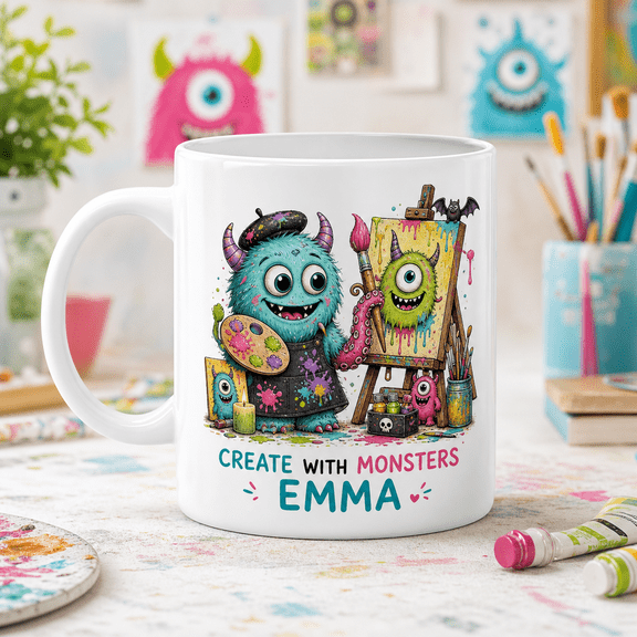 CLOUD MANOR Personalized Mug Cute Monster Artist Halloween