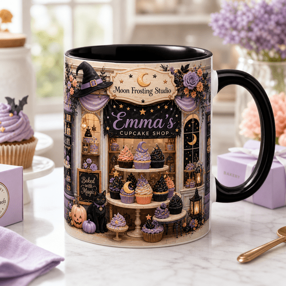 CLOUD MANOR Personalized Mug Halloween Cupcake Shop