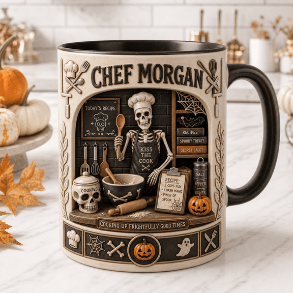 CLOUD MANOR Personalized Mug Halloween Skeleton Chef