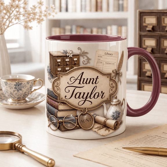 CLOUD MANOR Personalized Mug Librarian Aunt Book Lover Gift