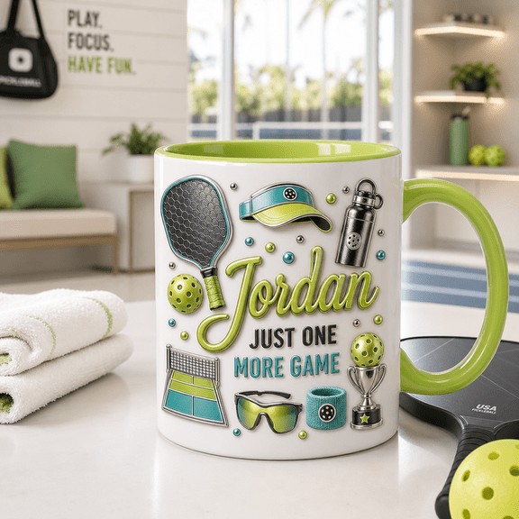 CLOUD MANOR Personalized Mug Pickleball Name Court Theme