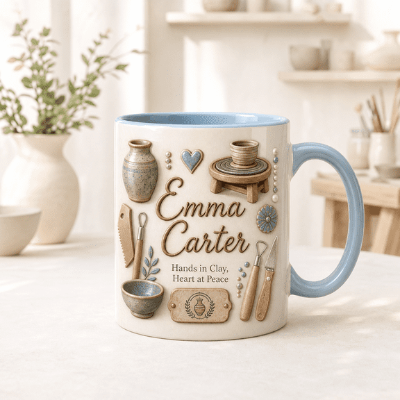 CLOUD MANOR Personalized Mug Pottery Artist Custom Name
