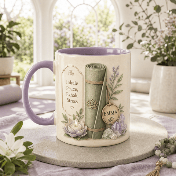 CLOUD MANOR Personalized Mug Yoga Floral Meditation