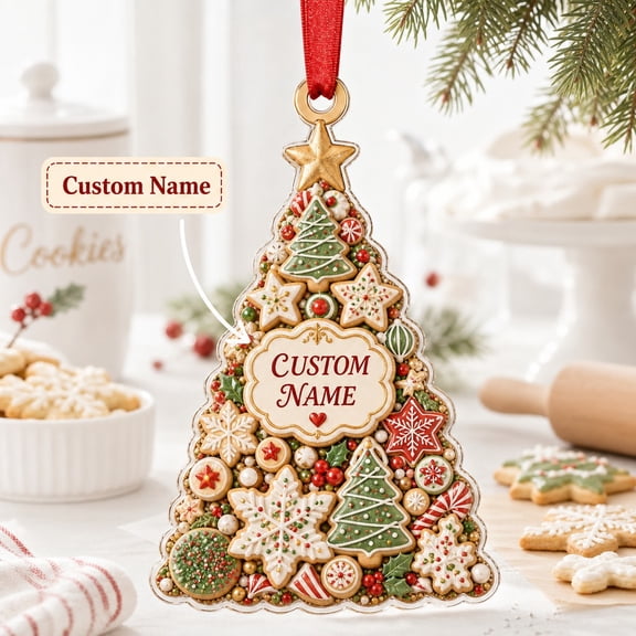 CLOUD MANOR Personalized Ornament Christmas Cookie Tree
