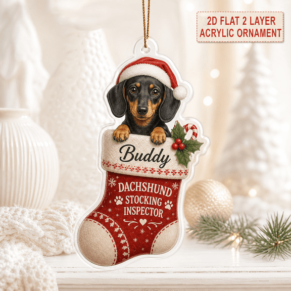 CLOUD MANOR Personalized Ornament Dachshund Christmas Stocking