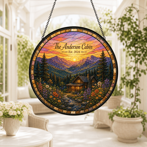 CLOUD MANOR Scenic Suncatcher Sunset Mountain Cabin Decor