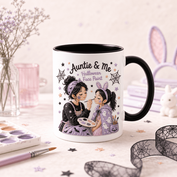 CLOUD MANOR Whimsical Mug Auntie and Me Halloween Face Paint