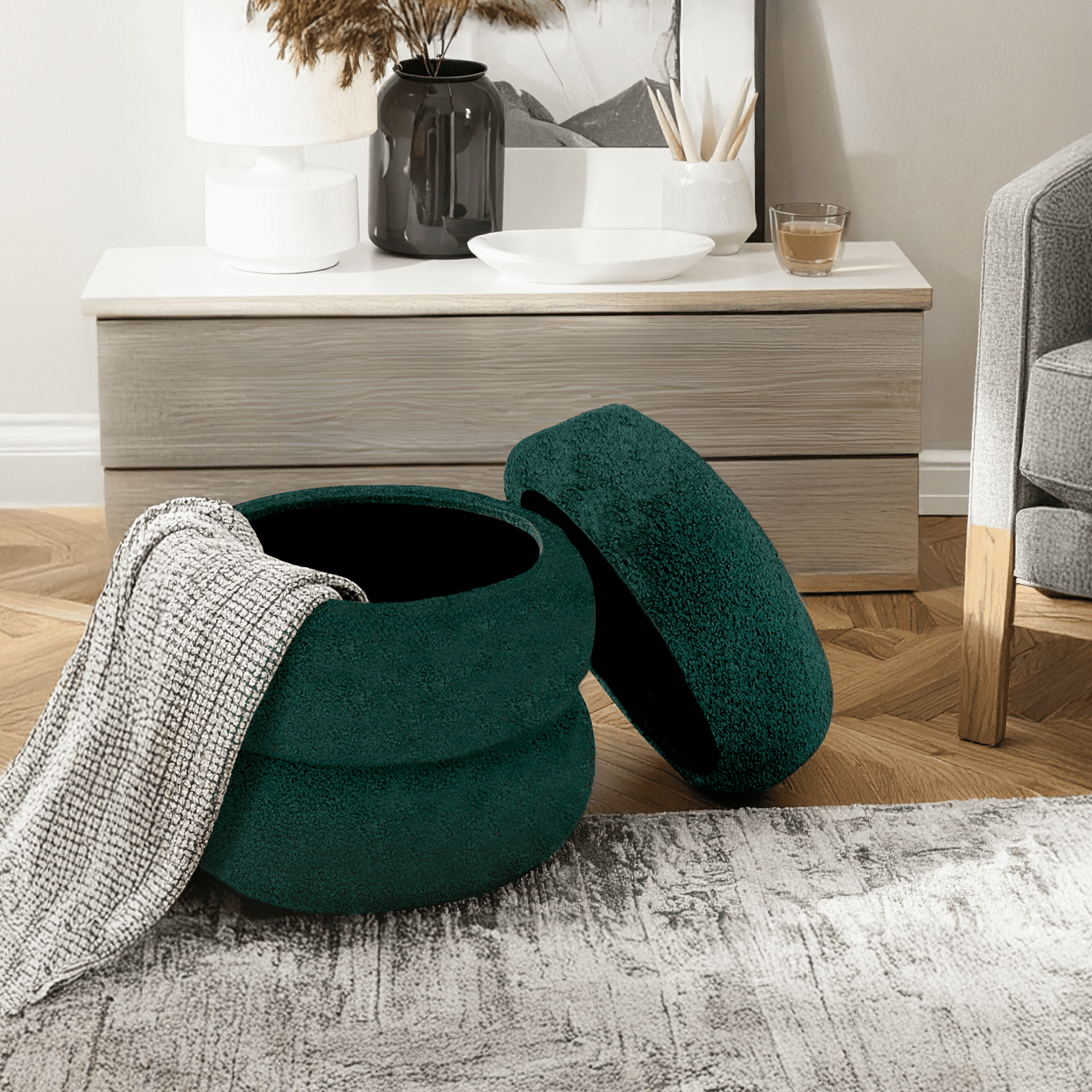 Mainstays Boucle Cloud Storage Ottoman, Green