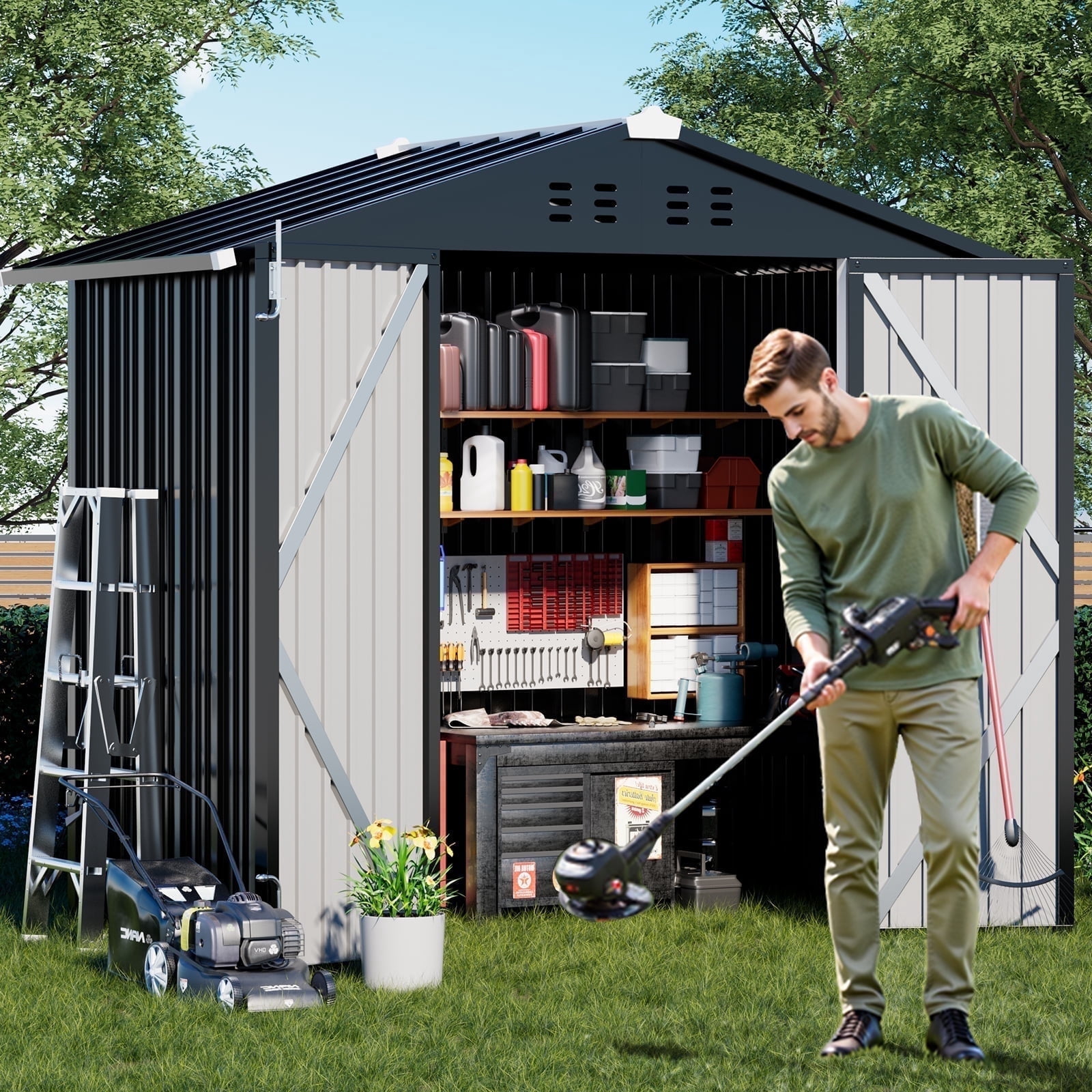 CLOUDREST PRO 6 x 4 ft. Outdoor Storage Metal Shed with Lockable Door and Air Vent,Gray