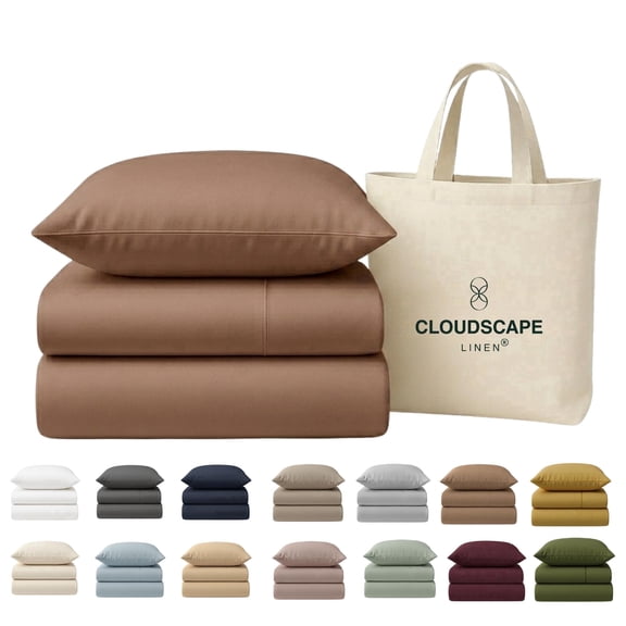 Cloudscape 100% Egyptian Cotton Twin-XL Size, 400 Thread Count 3 Pieces Sheet Set, 15" Deep Pocket Sheets for All Season -Mocha Mousse