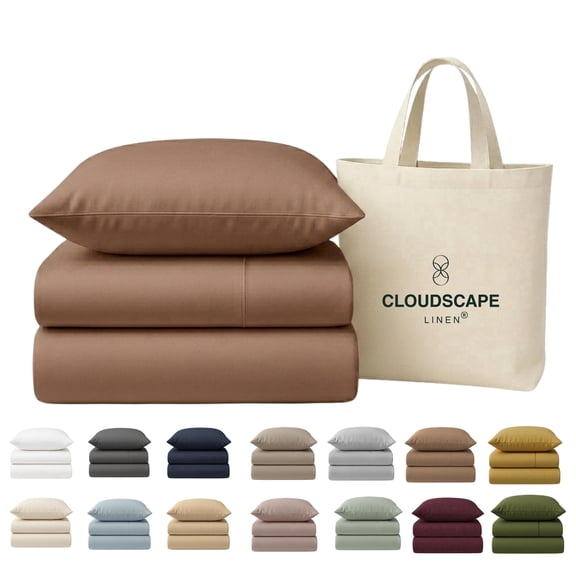 CLOUDSCAPE 100% Egyptian Cotton Deep Pocket Sheets Set Twin XL - 400 Thread Count 3 Piece Sheet Sets For Adjustable Beds, 15" Snug Fit , All Season Durable Luxury Soft Cooling Bedding - Mocha Mousse