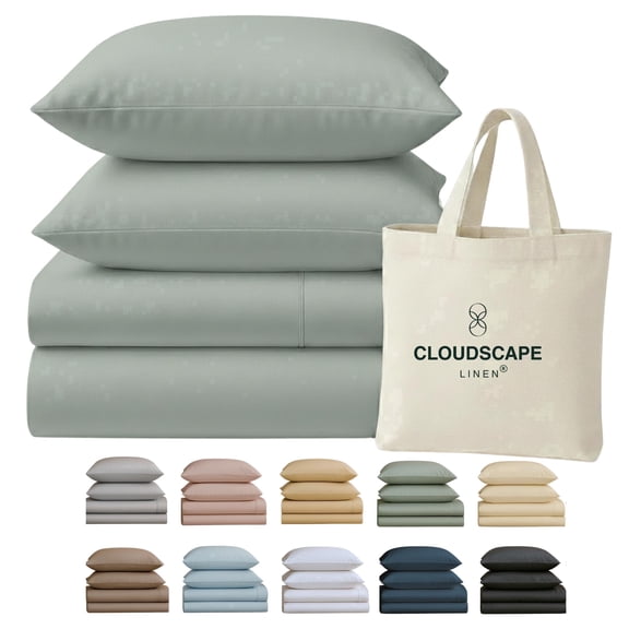 CLOUDSCAPE 100% Egyptian Cotton Sheets California King Size - 400 Thread Count 17" Extra Deep Pocket Bed Sheet Set, All Season Durable Luxury Summer Bedding Cooling Breathable Sheets - Mineral