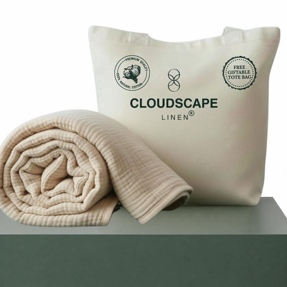 Cloudscape 4 Layer Muslin Blankets for Adults, 100% Cotton Gauze Blanket, All-Season Soft Lightweight Breathable Bedding Throws, Fog