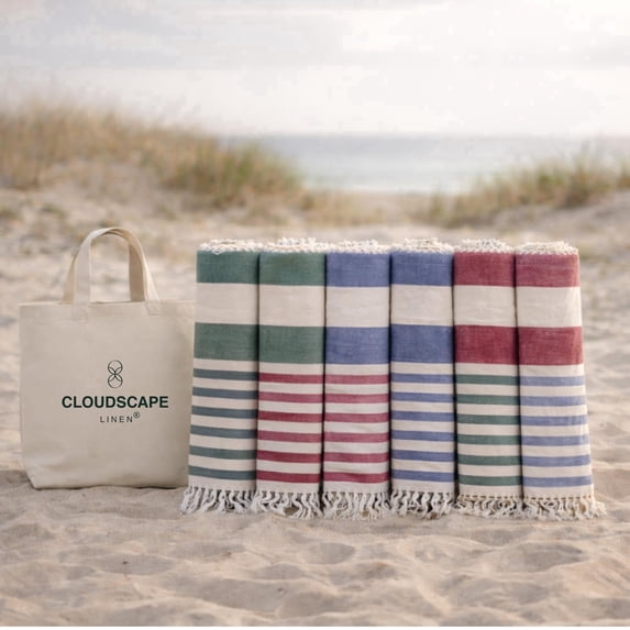 CLOUDSCAPE Oversized Beach Towels Bulk 6 Pack - 39"x71", Highly Absorbent, Sand Free Beach Essentials for Women, Quick Dry Lightweight Pool Towel, Easy Pack Turkish Premium Towel, Multicolor7