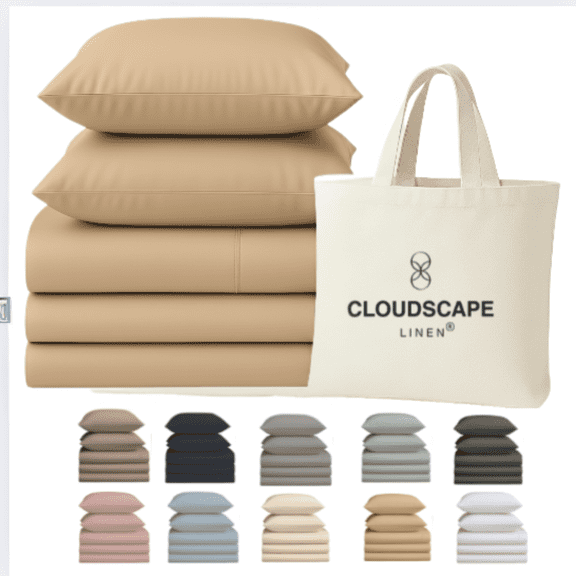 CLOUDSCAPE Split King Sheets Sets for Adjustable Bed - 100% Egyptian Cotton Bedding, 400 Thread Count 5-Pieces Deep Pocket Sheets for a 17" Snug Fit, Ultra Soft Cooling Summer Beds - Linen